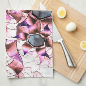 ピンクがかった花弁のような形に囲まれた六角形 キッチンタオル (四つ折り)