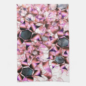 ピンクがかった花弁のような形に囲まれた六角形 キッチンタオル (縦)