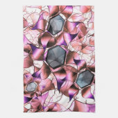 ピンクがかった花弁のような形に囲まれた六角形 キッチンタオル (縦)