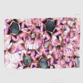 ピンクがかった花弁のような形に囲まれた六角形 ゴルフタオル (横)