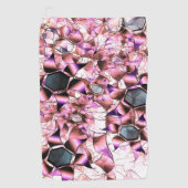 ピンクがかった花弁のような形に囲まれた六角形 ゴルフタオル (正面)