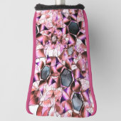 ピンクがかった花弁のような形に囲まれた六角形 ゴルフヘッドカバー (回転90)