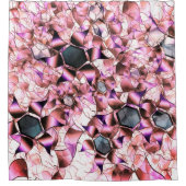 ピンクがかった花弁のような形に囲まれた六角形 シャワーカーテン (正面)