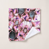 ピンクがかった花弁のような形に囲まれた六角形 バスタオルセット (ウォッシュタオル)