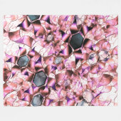 ピンクがかった花弁のような形に囲まれた六角形 フリースブランケット (正面(横))