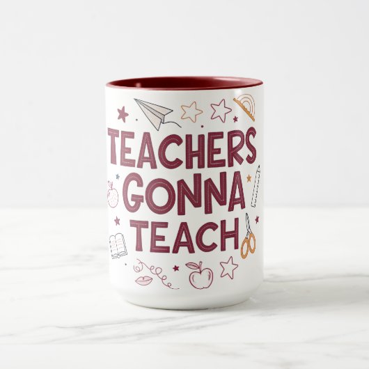 ピンクがかわいい先生Tシャツ Teachers Gonna Teach マグカップ (中央)