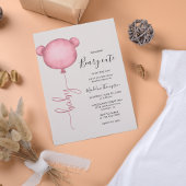 ピンクがかわいい気球の赤ちゃんシャワー 招待状