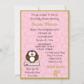 ピンクが本の赤ちゃんシャワーを持ってくる 招待状 (正面)