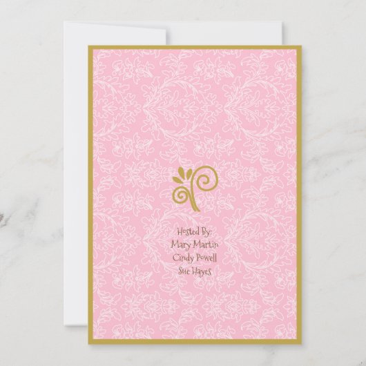 ピンクが本の赤ちゃんシャワーを持ってくる 招待状 (裏面)