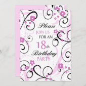 ピンクが18歳の誕生日パーティーの招待状を回す 招待状 (正面/裏面)