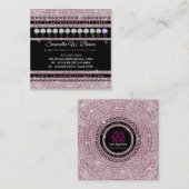 ピンクきらきら光るジュエリーダイヤモンドパンチロイヤリティ スクエア名刺 (正面/裏面)