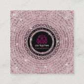 ピンクきらきら光るジュエリーダイヤモンドパンチロイヤリティ スクエア名刺 (裏面)