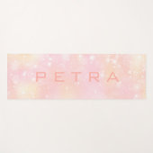 ピンクきらめくと桃の背景 ヨガマット (正面(横))