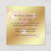 ピンクきらめくと金ゴールドのシャボン玉美しいサロン スクエア名刺 (裏面)