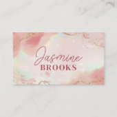 ピンクきらめくと金ゴールドグリッターの水色 名刺 (正面)