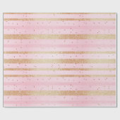 ピンクきらめくと金ゴールドストライプ ラッピングペーパー (フラット)