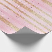 ピンクきらめくと金ゴールドストライプ ラッピングペーパー (角)