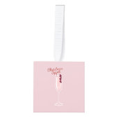 ピンクきらめくのクリスマス キューブオーナメント (正面)