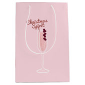 ピンクきらめくのクリスマス ミディアムペーパーバッグ (正面)