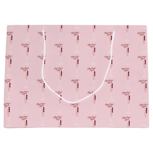 ピンクきらめくのクリスマス ラージペーパーバッグ (正面)