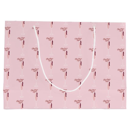 ピンクきらめくのクリスマス ラージペーパーバッグ (裏面)