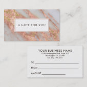 ピンクきらめくの大理石抽象芸術ギフト証明書 割引カード (正面/裏面)