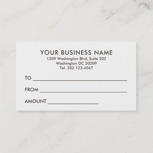 ピンクきらめくの大理石抽象芸術ギフト証明書 割引カード (裏面)