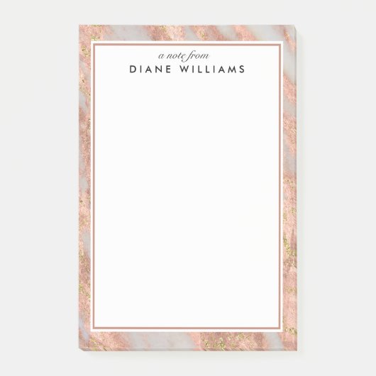 ピンクきらめくの大理石抽象芸術パターン ポストイット (正面)