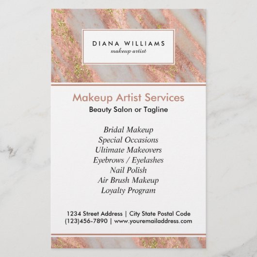 ピンクきらめくの大理石抽象芸術メイクアップアーティスト チラシ (正面)