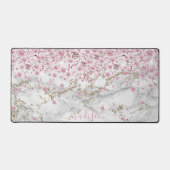 ピンクきらめくの宝石と大理石をパーソナライズ デスクマット (正面)