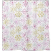 ピンクきらめくの雪 シャワーカーテン (正面)