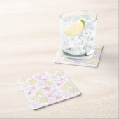 ピンクきらめくの雪 スクエアペーパーコースター (インサイチュ)