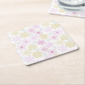 ピンクきらめくの雪 スクエアペーパーコースター (アングル)