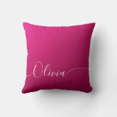 ピンクきらめくエレガント白い書道のスクリプト名 クッション (裏面)