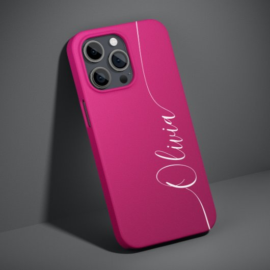 ピンクきらめくエレガント白い書道のスクリプト名 Case-Mate iPhoneケース