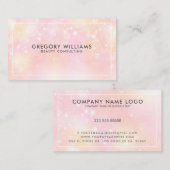 ピンクきらめくガーリー色の背景 名刺 (正面/裏面)
