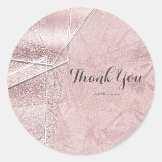 ピンクきらめくクリスタルグラスグラムパーティーの好意 ラウンドシール (正面)