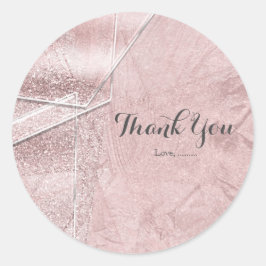 ピンクきらめくクリスタルグラスグラムパーティーの好意 ラウンドシール