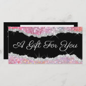 ピンクきらめくグリッターギフト券 (正面/裏面)