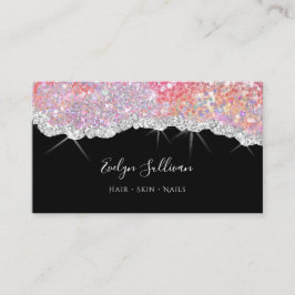 ピンクきらめくグリッターテクスチャ名刺 名刺
