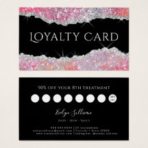 ピンクきらめくグリッターロイヤリティカード
