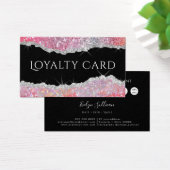 ピンクきらめくグリッターロイヤリティカード (デスク)