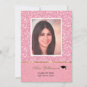 ピンクきらめくグリッター卒業 招待状 (正面)