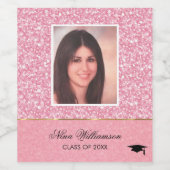 ピンクきらめくグリッター白い火花の目盛り ワインラベル (シングルラベル)