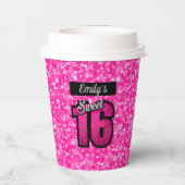ピンクきらめくグリッター紙カップ 紙コップ (裏面)