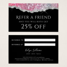 ピンクきらめくグリッター紹介カード