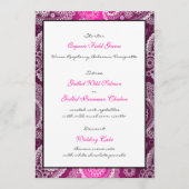 ピンクきらめくサテンホワイトレースペイズリーメニューカード メニュー (正面)