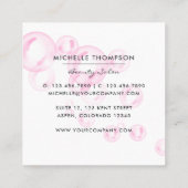 ピンクきらめくシャボン玉美しい業界 スクエア名刺 (裏面)