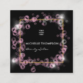 ピンクきらめくシャボン玉美しい業界 スクエア名刺 (正面)