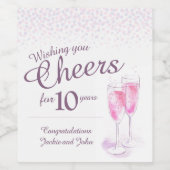 ピンクきらめくワイン10周年カスタムワインl ワインラベル (シングルラベル)